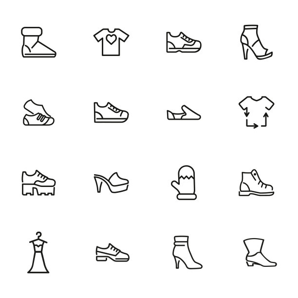 服装和鞋类系列图标设置图片下载
