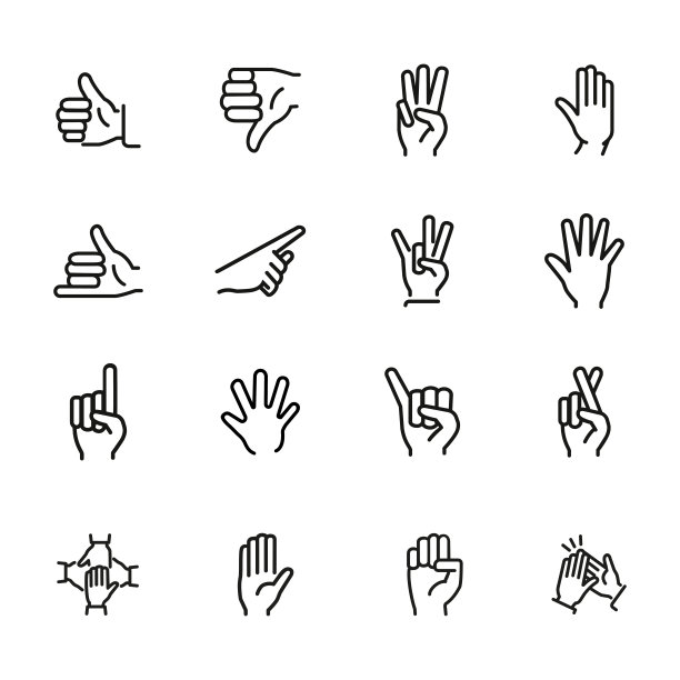 手势线条图标集图片下载