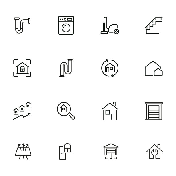 房屋建筑线图标设置图片下载