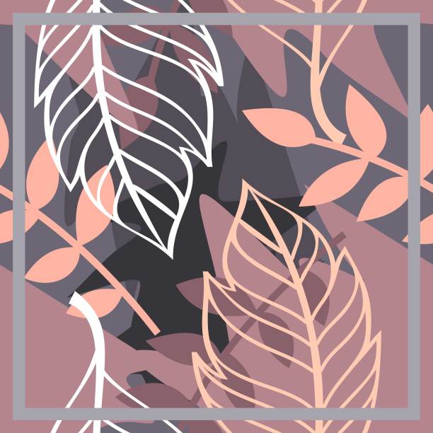 头巾图案图案设计与抽象的树叶设计图片下载