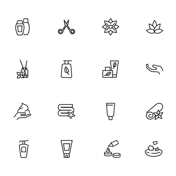 美容护理线图标设置图片下载