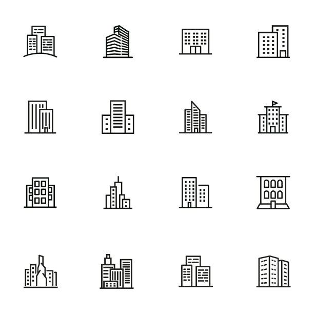 城市建筑线条图标设置图片下载