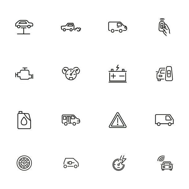 汽车服务线路图标设置。升力,电池,范图片下载