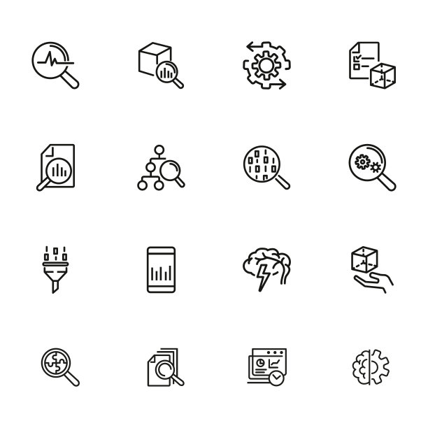 数据分析线图标集图片下载