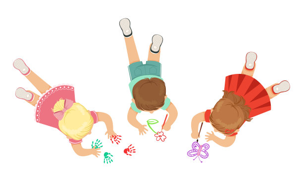 可爱的小孩躺在地板上画图片矢量插图图片下载