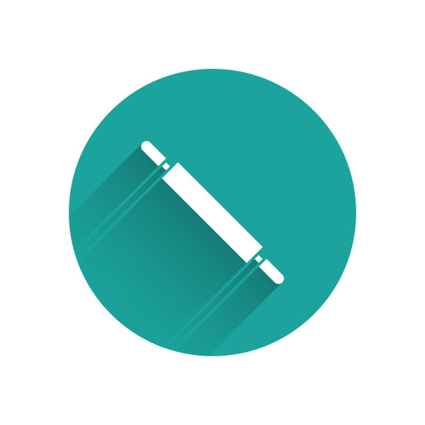 白色滚动针图标孤立与长阴影。绿色圆圈按钮。矢量图图片下载