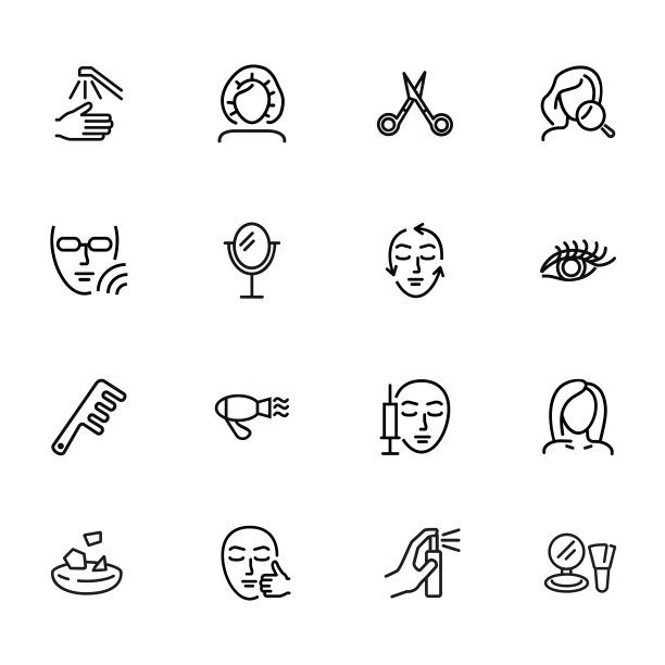 美容护理线图标设置图片下载