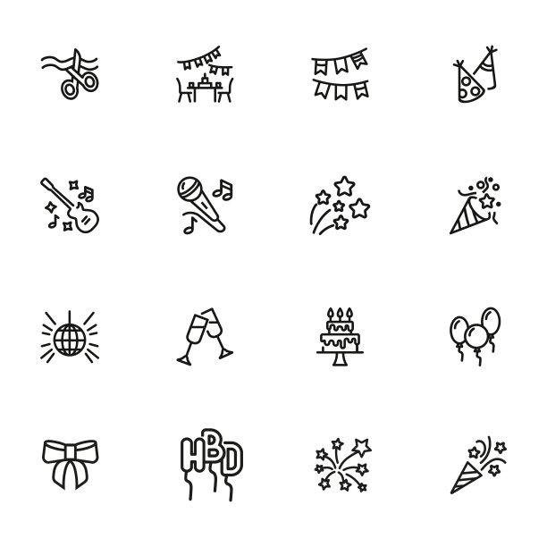 庆祝聚会线路图标设置图片下载