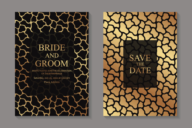 一套现代豪华婚礼邀请设计或名片模板的业务或海报或问候。图片下载