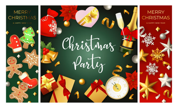 圣诞派对传单上放着香槟图片下载