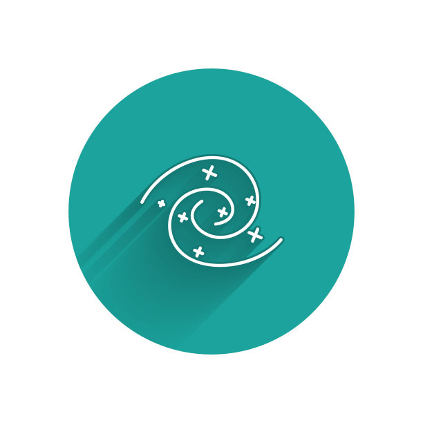 白色黑洞图标孤立与长阴影。空间黑洞。黑洞。绿色圆圈按钮。矢量图图片下载