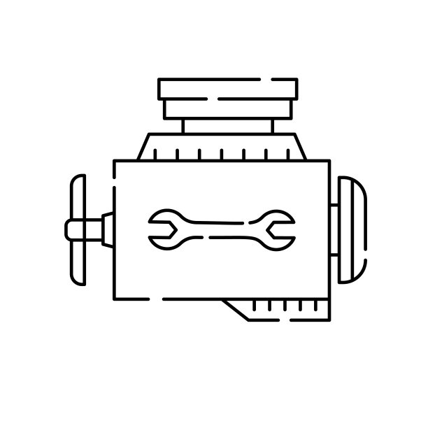 涡轮，车库，电机线图标上的白色背景图片下载