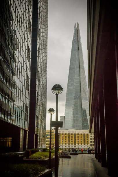 秋雨中的伦敦碎片大厦(Shard)图片下载