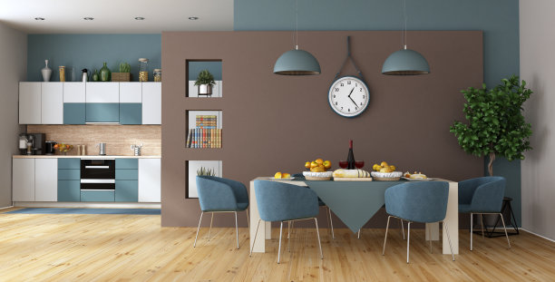 现代餐厅与厨房的背景图片下载