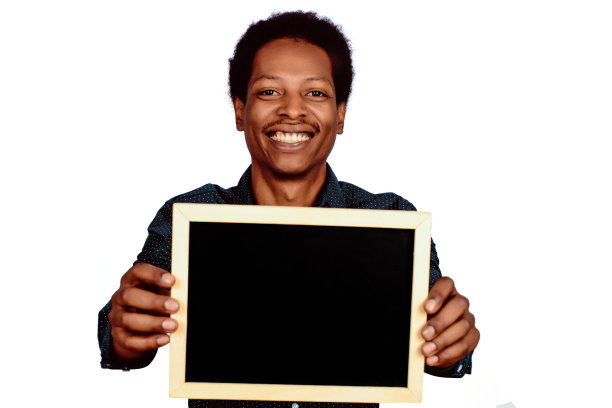 一个人在演播室里拿着黑板图片下载