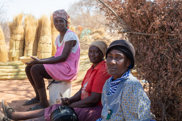 三个非洲女人住在博茨瓦纳的一个村庄里图片下载
