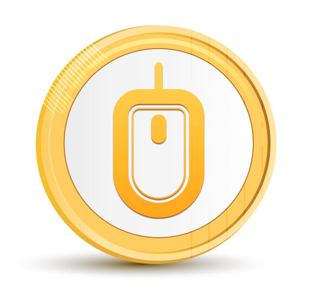鼠标图标黄金圆形按钮金币闪亮框架豪华概念抽象插图孤立在白色背景图片下载