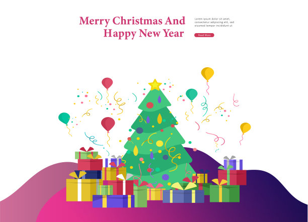 圣诞和新年快乐网站与圣诞树和礼物的背景城市冬季冰雪公园图片下载