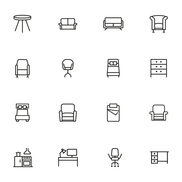 家具线条图标集图片下载