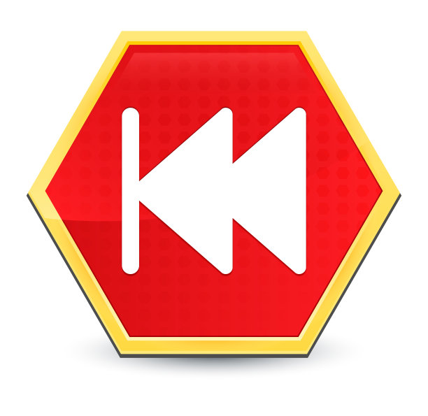 以前的曲目播放列表图标抽象红色六角形按钮亮黄色框架设计优雅图片下载