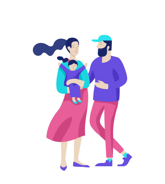 家人一起度过时光，幸福的父母和孩子。向量的人性格素材图片