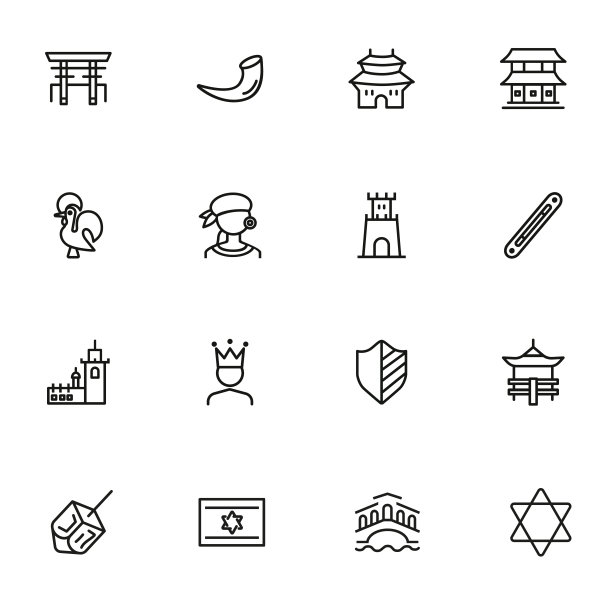 外国文化线图标设置图片下载