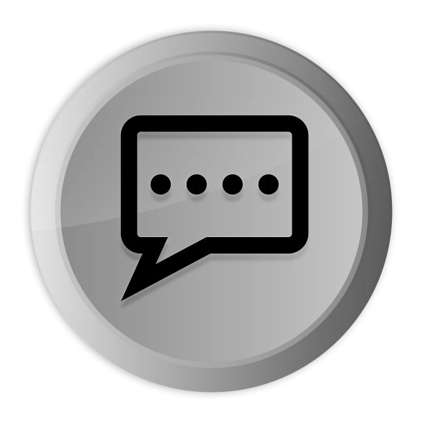 评论图标金属银色圆形按钮金属设计圈孤立在白色背景黑白概念插图图片下载