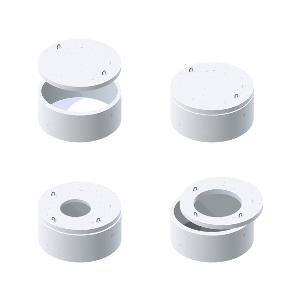 混凝土井图标在平面风格，矢量图片下载