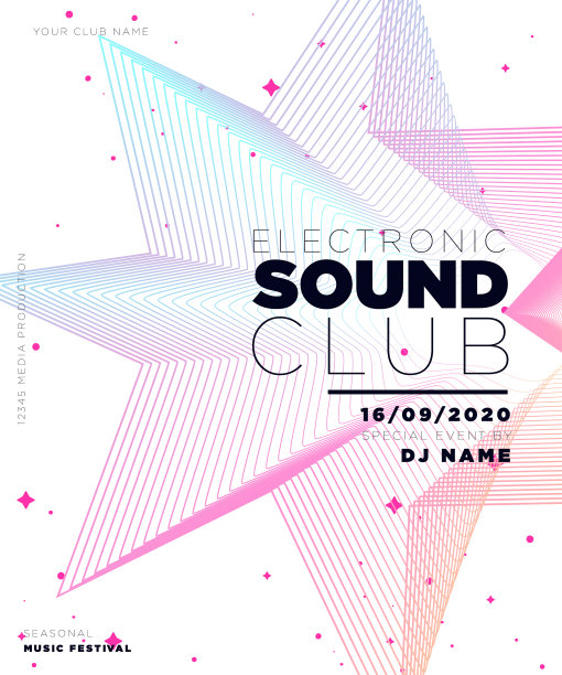 带有抽象渐变线条的音乐节海报图片下载