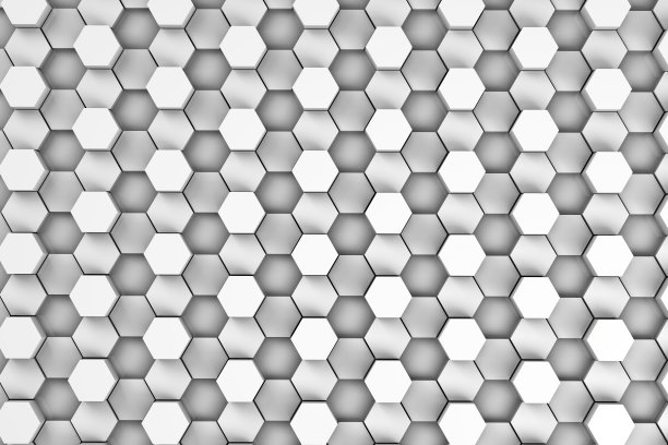 3D渲染：白色几何六边形抽象背景图片下载