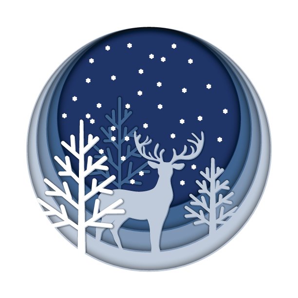 圣诞剪纸卡与鹿图片下载