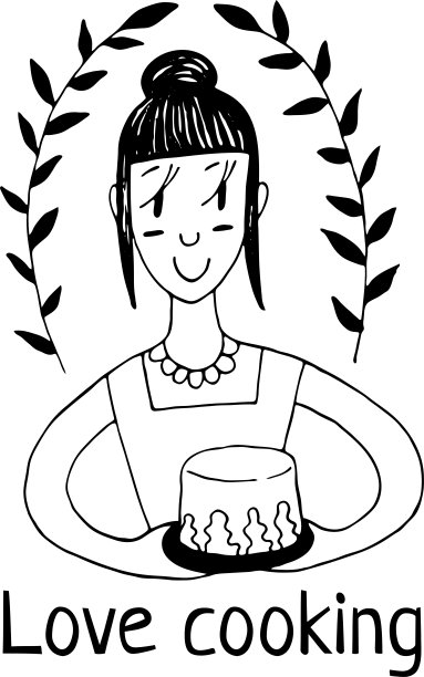 烹饪轮廓矢量插图的一个文本职业手绘图片下载