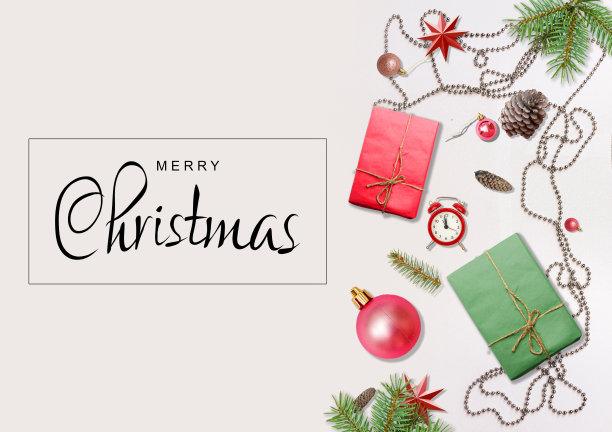 圣诞装饰边框制成的节日元素与书法节日祝愿隔板图片下载