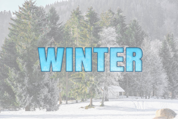 冬字以雪景为背景图片下载