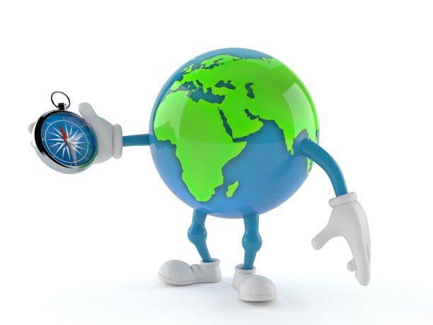世界地球仪字符持有罗盘图片下载