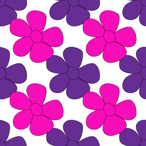 涂鸦花平面简单的图标剪辑艺术粉红色在白色。无缝的花朵图案图片下载