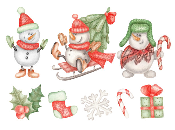 雪人和圣诞节的象征。jpg图片下载