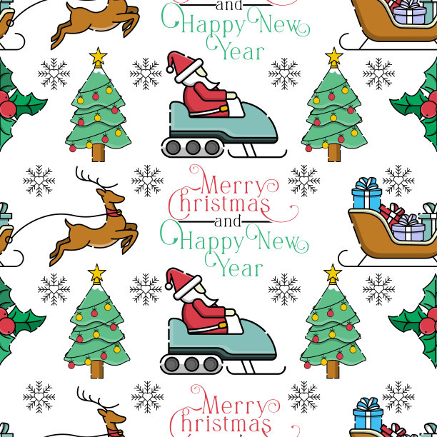 圣诞节新年无缝图案矢量素材图片下载