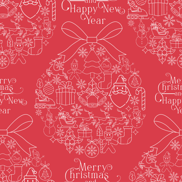 圣诞节新年无缝图案矢量素材图片下载