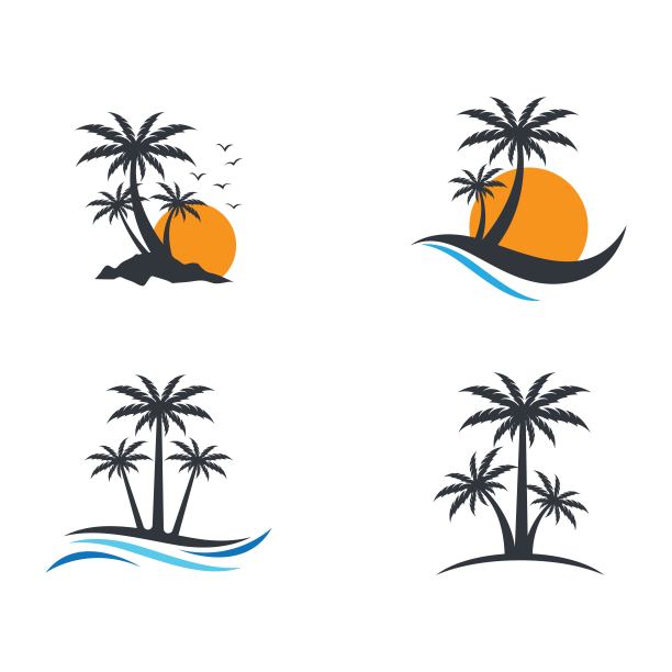 棕榈树夏季向量图标图片下载