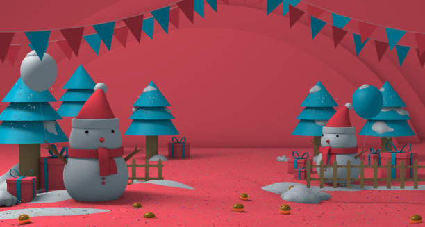 两个雪人在圣诞晚会上庆祝图片下载