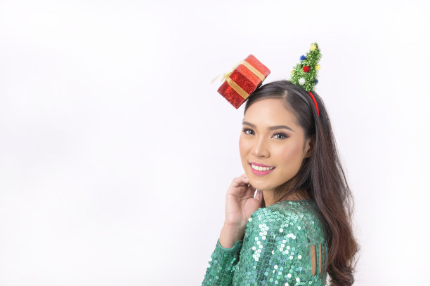 孤立背景下的圣诞女人图片下载