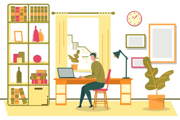 坐在椅子上拿着笔记本的自由职业者图片下载