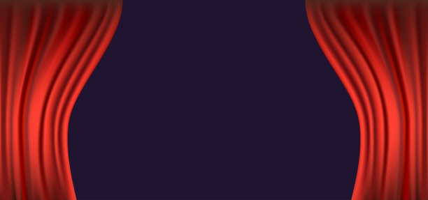 红色模板窗帘打开。背景与复制空间图片下载