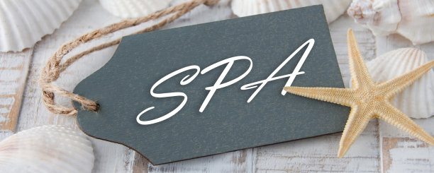 SPA贝壳上的木材与标签作为背景图片下载