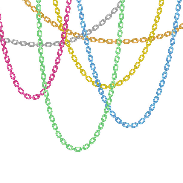 悬挂链花环刷设置孤立的白色。喜庆色彩与金属首饰装饰。海报、请帖的框架。银色，青铜和金色色调的时尚，迷人的主题。图片下载