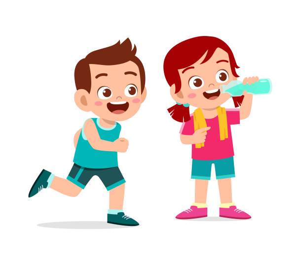 快乐可爱的孩子们做运动的男孩和女孩图片下载