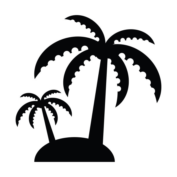 矢量黑色棕榈图标上的白色背景。热带棕榈树的剪影。矢量图像孤立在白色。图片下载