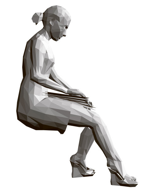 多边形女孩坐在她的腿上的书。等距视图。3 d。矢量图图片下载