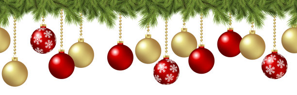 无缝圣诞装饰概念与冷杉树枝图片下载